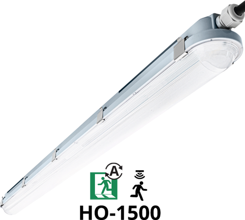 Pragmalux LED TL Waterdicht Armatuur Hermes IP66 150cm 36-61W 4000K 6000-10200lm 5x2,5mm Doorvoerbedrading (2x80W)+bewegingssensor + noodmodule 1uur zelftest
