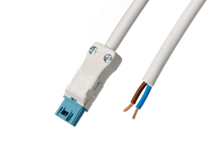 Aansluitsnoer male, 2-polig, 1,5mm2, 100cm. Wit, DALI, B2ca