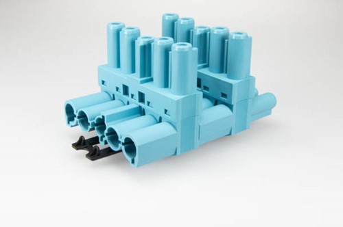 Splitter, 5-polig, 1 in 3 uit, pastelblauw, DALI