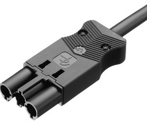 Aansluitsnoer male, 3-polig, 1,5mm2, 200cm. LV, zwart, Eca