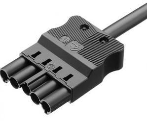 Aansluitsnoer male, 5-polig, 1,5mm2, 500cm. zwart, Eca
