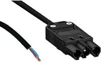 Aansluitsnoer male, 3-polig 2x1,5mm2, 2m zwart B2ca