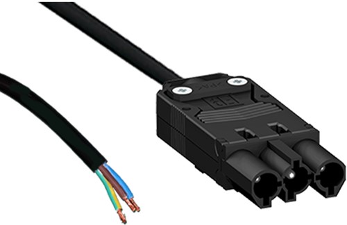 Aansluitsnoer male, 3-polig 1,5mm2, 2m zwart B2ca