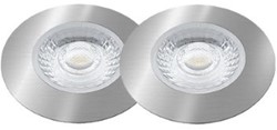 Interlight LED Inbouwspot Cabiled IP44 Basisset 2x 4W 2700K CRI>90 36D 260lm Geborsteld Chroom 65 Buitenmaat - Gatmaat 58 - Dimbaar