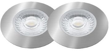 Interlight LED Inbouwspot Cabiled IP44 Basisset 2x 4W 2700K CRI>90 36D 260lm Geborsteld Chroom 65 Buitenmaat - Gatmaat 58 - Dimbaar