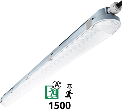 Pragmalux LED TL Waterdicht Armatuur Hermes IP66 150cm 42W 4000K 6100lm (2x58W)+bewegingssensor + noodmodule 1uur zelftest-1