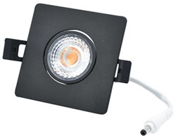 Interlight LED Inbouwspot Camini IP44 Vierkant Kantelbaar 8W 2700K 36D 640lm Zwart 89x89 Buitenmaat - Gatmaat 63x63 - Dimbaar