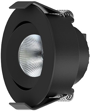 Interlight LED Inbouwspot Camicro IP44 Rond Kantelbaar 4W 3000K CRI>95 45D 235lm Zwart Ø50 Buitenmaat - Gatmaat Ø44 - Dimbaar