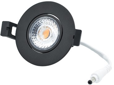 Interlight LED Inbouwspot Camini IP44 Rond Kantelbaar 8W 2700K 36D 640lm Zwart 82 Buitenmaat - Gatmaat 63 - Dimbaar