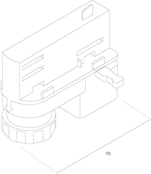 3-Fase Rail Universele Adapter 70mm Grijs