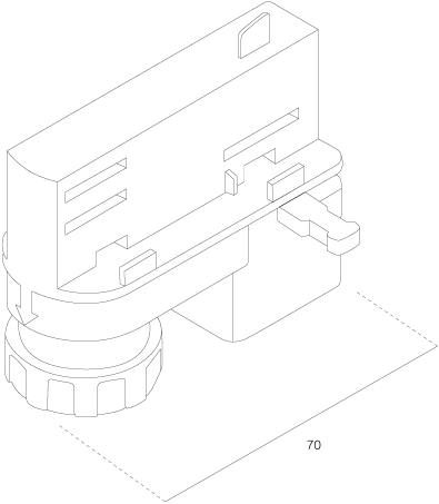 3-Fase Rail Universele Adapter 70mm Zwart