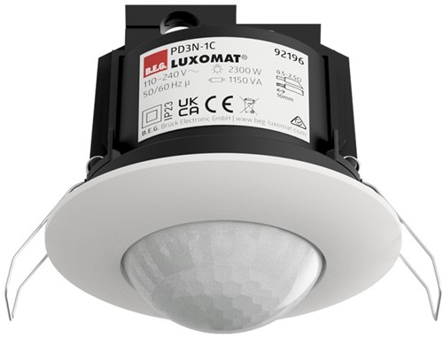 BEG Bewegingsmelders voor kleine ruimte Inbouw Wit Max.H.5m 360° Max.Ø10m IP23 IK04