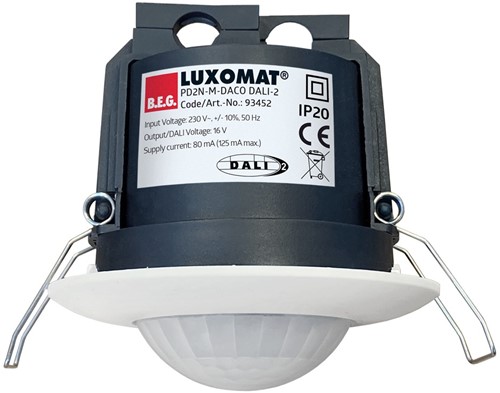 BEG Aanwezigheidsmelder voor kleine ruimte Master Inbouw Wit DALI-2 Max.H.5m 360° Max.Ø10m IP20 IK05