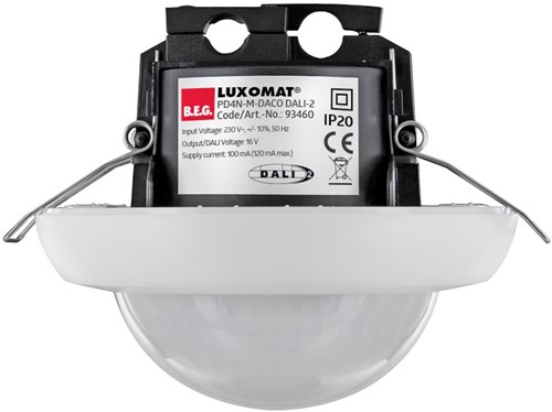 BEG Aanwezigheidsmelder voor grote ruimte Master Inbouw Wit DALI-2 Max.H.10m 360° Max.Ø24m IP20 IK04