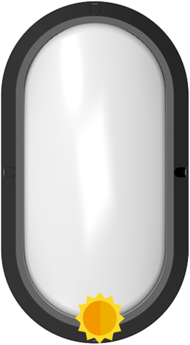 Pragmalux LED Bulkhead Ovalo IP65 5W 3000K-4000K 2-CCT 450lm Zwart 270x148mm + Daglichtsensor