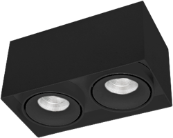 Pragmalux LED Opbouwspot Kaja 2V 2x11W 3000K CRI>93 38 2x700lm 200x100 Buitenmaat - Hoogte 100 Zwart - Dimbaar