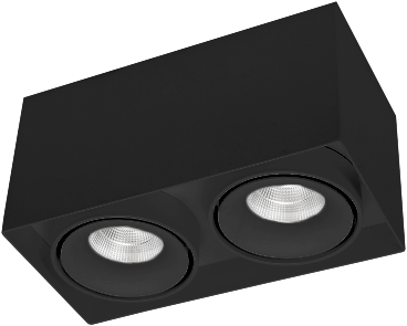 Pragmalux LED Opbouwspot Kaja 2V 2x11W 3000K CRI>93 38 2x700lm 200x100 Buitenmaat - Hoogte 100 Zwart - Dimbaar