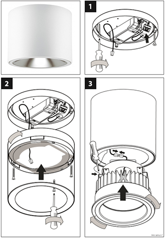 Pragmalux LED Opbouw Downlight Mado 160 Mat IP40 18W 4000K 2300lm 160 Buitenmaat - Hoogte 150-1