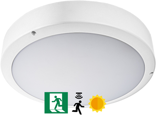 Pragmalux LED Bulkhead Venus G2 IP65 8W-18W 3000K-5000K 3-CCT 900-2025lm 300 + Step-dim daglicht & bewegingssensor & Nood 3uur zelftest Excl. Ring