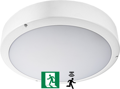 Pragmalux LED Bulkhead Venus G2 IP65 8W-18W 3000K-5000K 3-CCT 900-2025lm Ø300 + Step-dim bewegingssensor & noodmodule 1uur autotest