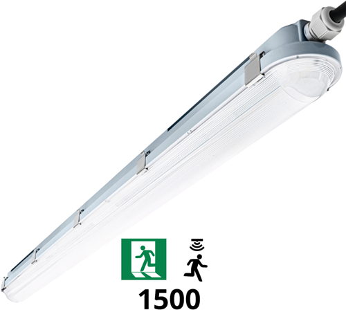 Pragmalux LED TL Waterdicht Armatuur Hermes IP66 150cm 42W 4000K 6100lm (2x58W) +Bewegingssensor & Noodmodule 3 uur manueel