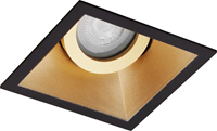 Pragmalux Inbouwspot Zena Vierkant Kantelbaar Zwart RAL9004/Goud RAL1003 - Incl. GU10 Fitting-1