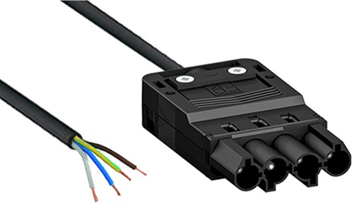 Aansluitsnoer male, 4-polig 1,5mm2, 0,5m zwart B2ca