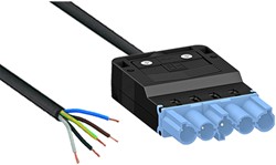 Aansluitsnoer, male 5-polig 1,5mm2, 2m pastelblauw DALI B2ca