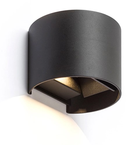 Pragmalux LED Wandarmatuur Blocq halfrond Up/Down IP65 2x3W 280lm 2000-3000K dim to warm CRI>90 instelbare lichtbundel 0-120° zwart - fase dimbaar-1