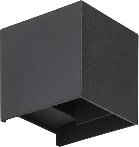 Pragmalux LED Wandarmatuur Blocq Up/Down IP65 2x3W 280lm 2000-3000K dim to warm CRI>90 instelbare lichtbundel 0-120° zwart - fase dimbaar
