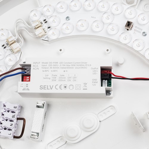 Pragmalux LED Plafonnière / Pendelarmatuur Plano-M Wit Ø360 IP54 IK07 max.30W 3300lm 3000K-4000K 2-CCT + DALI-4