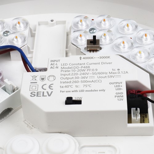 Pragmalux LED Plafonnière / Pendelarmatuur Plano-S Wit Ø290 IP54 IK07 10-20W 1050-2100lm 3000K-4000K 2-CCT + noodmodule 1uur autotest-5