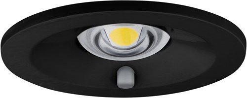 Pragmalux DOT IP65 inbouw noodarmatuur 2,5W 500lm LiFePO4 niet-continu 1uur zelf en manuele test 2-in-1 Ø50x45mm met open ruimte lens zwart