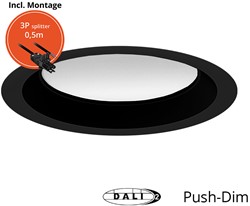 Pragmalux LED Downlight Essence G2 IP54 zwart standaard max. 15W 3000K-6000K 3-CCT max. 1650lm 100D incl. TCI DALI Driver incl. 3P snoer /splitter, 1 in 2 uit