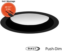 Pragmalux LED Downlight Essence G2 IP54 zwart standaard max. 15W 3000K-6000K 3-CCT max. 1650lm 100D  incl. TCI DALI Driver incl. 3P snoer