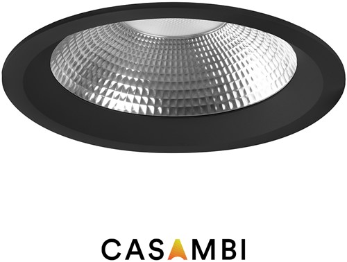 Pragmalux LED Downlight Mondial IP54 facet zwart standaard 25,5W 3050-3200lm 3000K-3500K-4000K 3-CCT CRI>90 UGR<19 60D BØ250 - GØ200-240 +TCI Casambi Driver