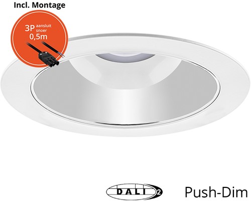 Pragmalux LED Downlight Spectre SR IP54 14W 3000K-5700K 3-CCT 1450-1550lm + TCI DALI Driver incl. 3P Aansluitsnoer (1x18W)