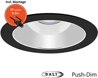 Pragmalux LED Downlight Spectre SR IP54 18W 3000K-5700K 3-CCT 2100-2200lm zwart + TCI DALI Driver incl.3P Aansluitsnoer en splitter en trekontlasting, 1in2uit (2x18W)