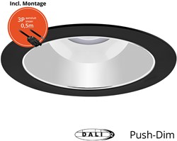 Pragmalux LED Downlight Spectre SR IP54 18W 3000K-5700K 3-CCT 2100-2200lm zwart + TCI DALI Driver incl. 3P Aansluitsnoer (2x18W)