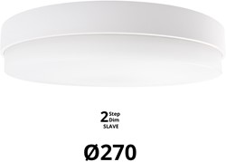Pragmalux LED Plafonnière / Wandarmatuur Dura-S Wit Ø270 IP64 IK10 4-9W 375-1000lm 2200K-2700K 2-CCT 2-step dim (100-10%) slave = geen sensor