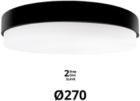 Pragmalux LED Plafonnière / Wandarmatuur Dura-S Zwart Ø270 IP64 IK10 4-9W 450-1100lm 3000K-3500K-4000K 3-CCT 2-step dim (100-10%) slave = geen sensor