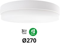 Pragmalux LED Plafonnière / Wandarmatuur Dura-S Wit Ø270 IP64 IK10 4-9W 450-1100lm 3000K-3500K-4000K 3-CCT 3-step dim (100-10%) slave = geen sensor & noodmodule 1uur zelftest