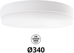 Pragmalux LED Plafonniere / Wandarmatuur Dura-M Wit 340 IP64 IK10 8-18W 750-2075lm 2200K-2700K 2-CCT + PIR sensor