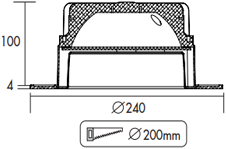 Pragmalux LED Downlight Mado 240 Mat IP44 25W 3000K 2950lm 240 Buitenmaat - Gatmaat 200 UGR<18-1
