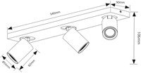 Pragmalux opbouwarmatuur Esta rechthoek drievoudig kantelbaar Ø55 zwart RAL9004 - incl. GU10 Fitting-1