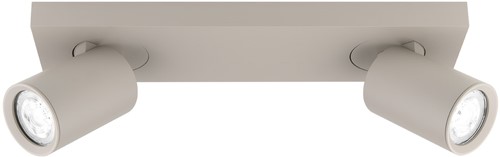 Pragmalux opbouwarmatuur Esta rechthoek dubbel kantelbaar Ø55 khaki RAL1019 - incl. GU10 Fitting