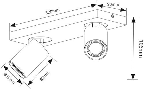 Pragmalux opbouwarmatuur Esta rechthoek dubbel kantelbaar Ø55 wit RAL9003 - incl. GU10 Fitting-1