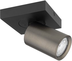 Pragmalux opbouwarmatuur Esta vierkant single kantelbaar Ø55 zwart RAL9004/bronze RAL7048 - incl. GU10 Fitting