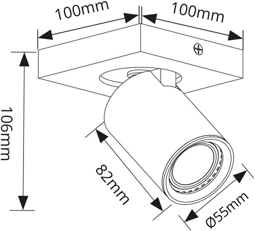 Pragmalux opbouwarmatuur Esta vierkant single kantelbaar Ø55 zwart RAL9004 - incl. GU10 Fitting-1