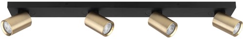 Pragmalux opbouwarmatuur Esta rechthoek viervoudig kantelbaar Ø55 zwart RAL9004/messing RAL1001 - incl. GU10 Fitting